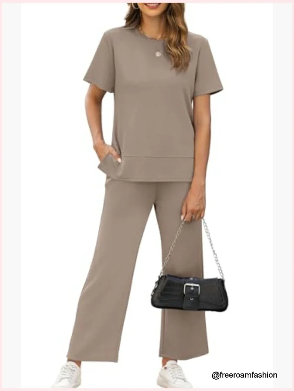 Women’s Side Slit Lounge Set 2 Piece Travel Outfits Wide Leg Tracksuits S-3XL